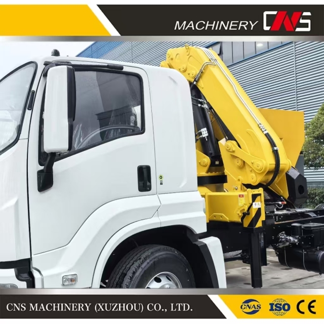 8 Ton Construction Folding Arm New Truck Crane Hydraulic Knuckle Boom Truck Mounted Crane Heavy Duty Electric Lorry Crane for Sale