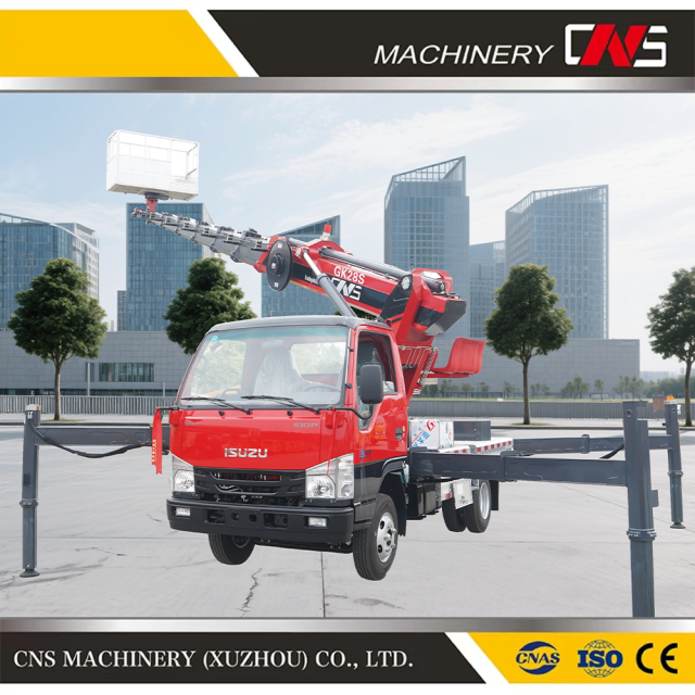 28m 32m Hydraulic Aerial Truck Mounted Aerial Telescopic Access Ladders Bucket Truck Boom Lift Aerial Manlift Work Platform