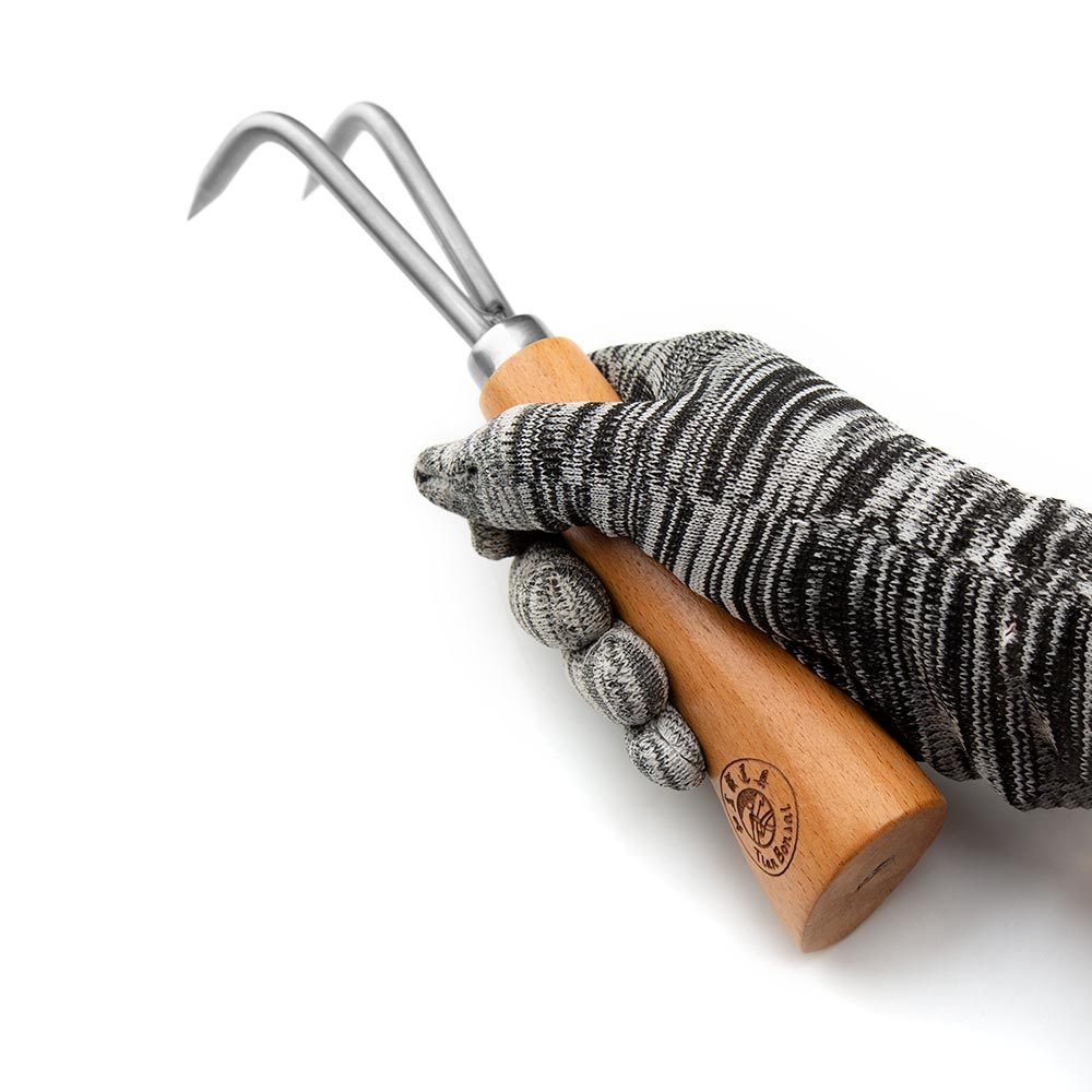 Bonsai tools hook 23 cm (9") wooden handle stainless steel hook robust very firm and durable made by Tian Bonsai