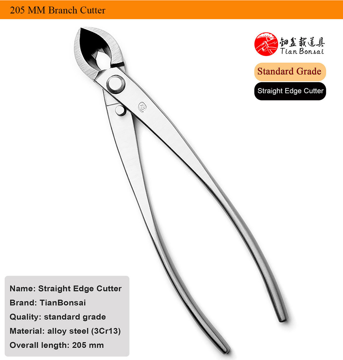 Standard Grade Straight Edge Branch Cutter 3Cr13 Alloy Steel Bonsai Tools