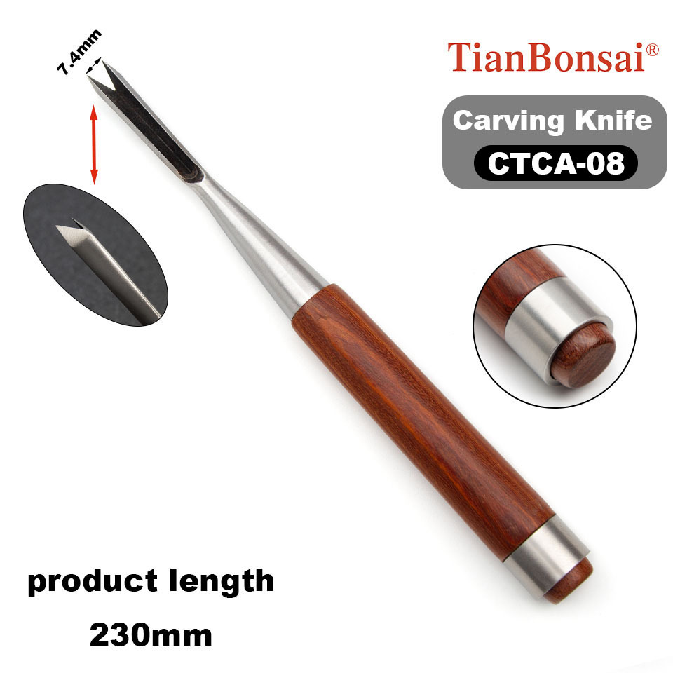 Bonsai Carving Knife 8-PCS Set Bonsai tool Set CTC-8S （Stainless Steel End Ring）