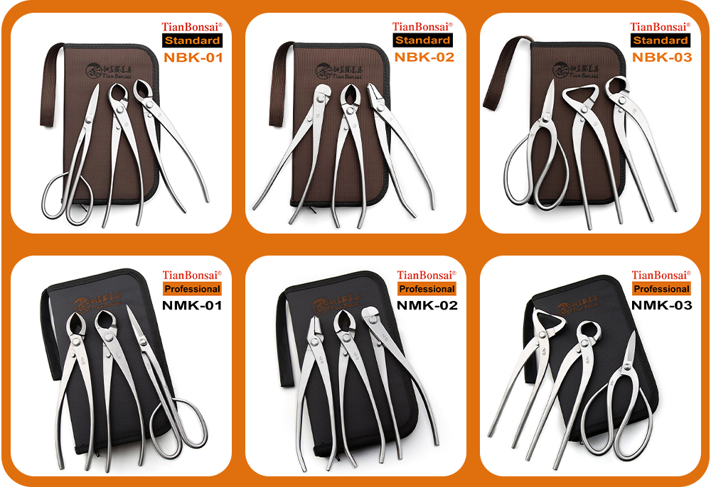 TianBonsai NBK/NMK Standard and Professional 3-PCS Bonsai Tools Set -Suitable for both amateur enthusiasts and advanced users.