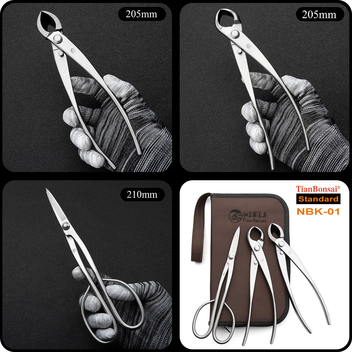 TianBonsai NBK/NMK Standard and Professional 3-PCS Bonsai Tools Set -Suitable for both amateur enthusiasts and advanced users.