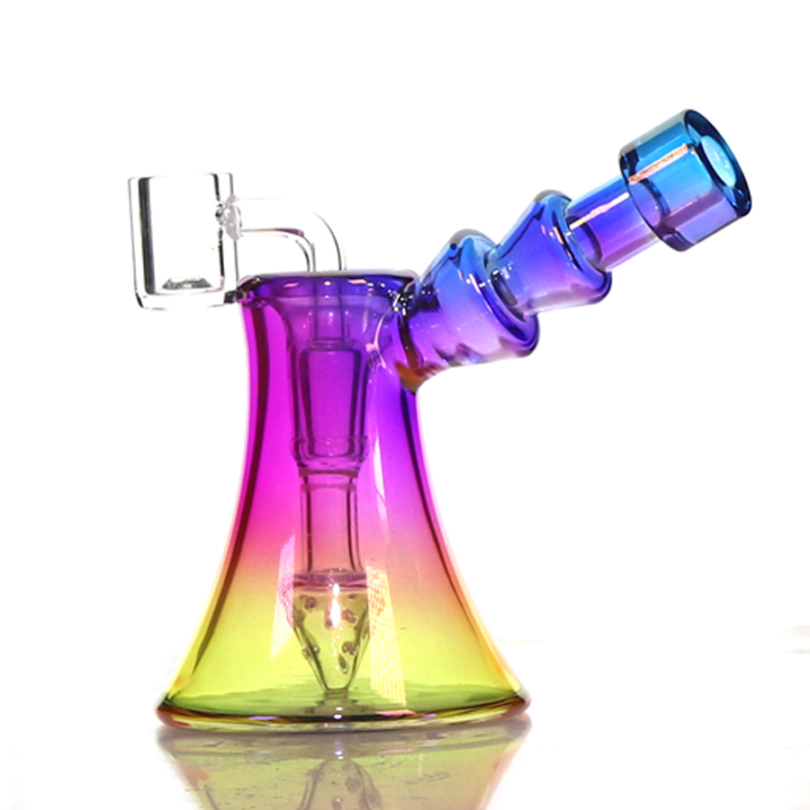 5 inch Electroplating Glass Dab Rig / bubler with Flat Top 14 mm Quartz Banger.