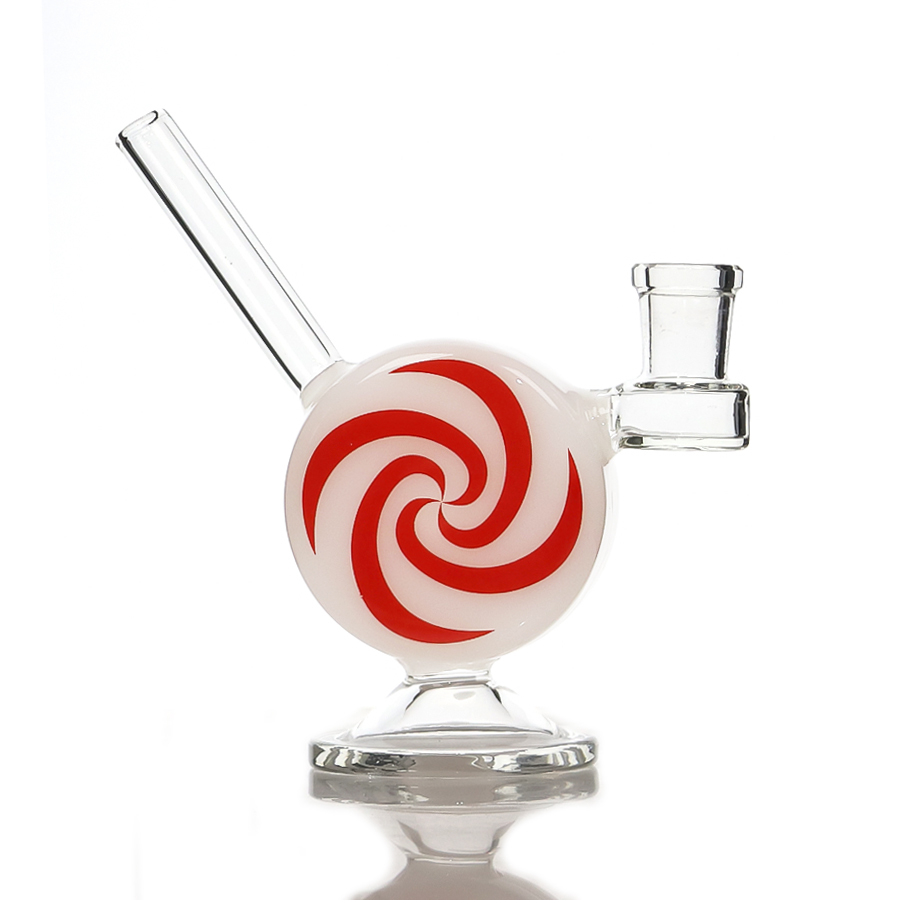 Candy Cane J Glass Bong , Holly Pop Glass Dab Rig