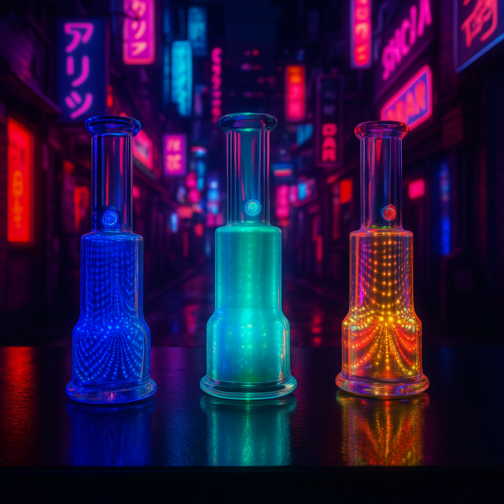 Electroplating Glass Bong with LED Light, 12-color Auto Shift