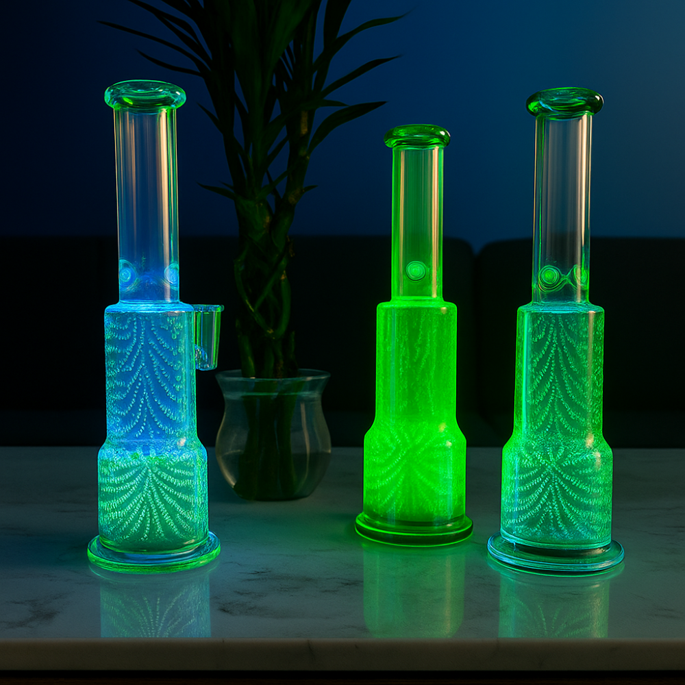 Electroplating Glass Bong with LED Light, 12-color Auto Shift