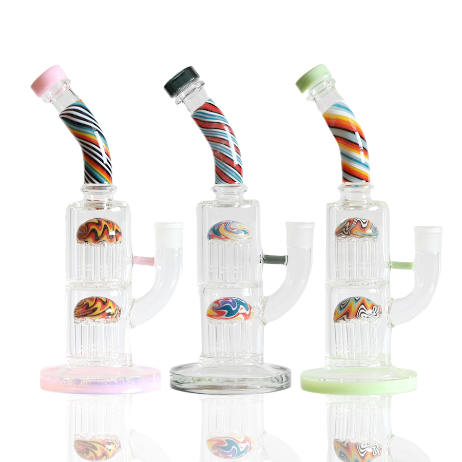Classic Double Layer Tree Percolator Bong, All in One Pack Glass Bong 10 Arm Trees Bong