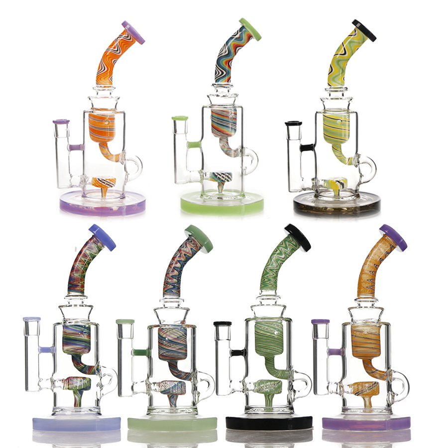 Classic Cali Chill Glass Recycler Bong, Colored Shower-head Perc
