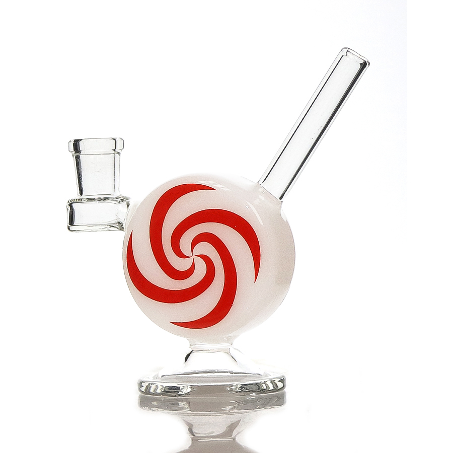 Candy Cane J Glass Bong , Holly Pop Glass Dab Rig