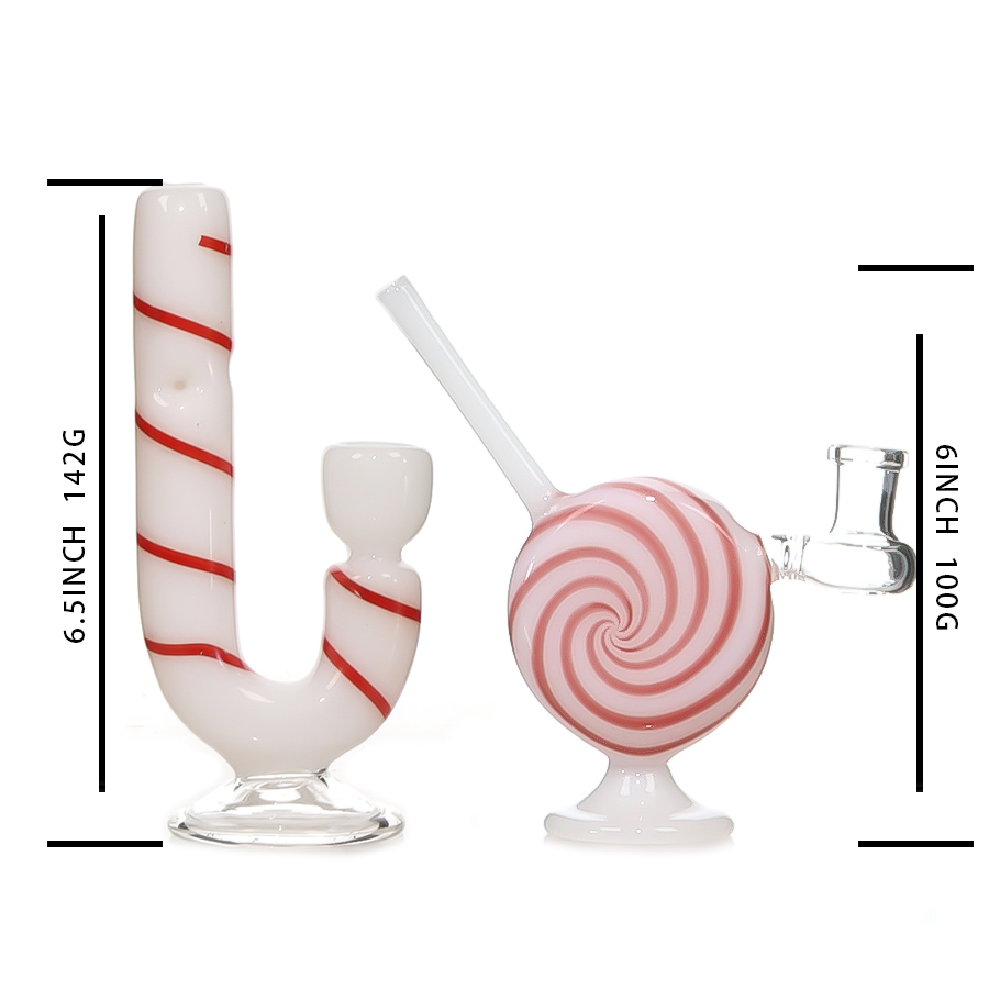 Candy Cane J Glass Bong , Holly Pop Glass Dab Rig