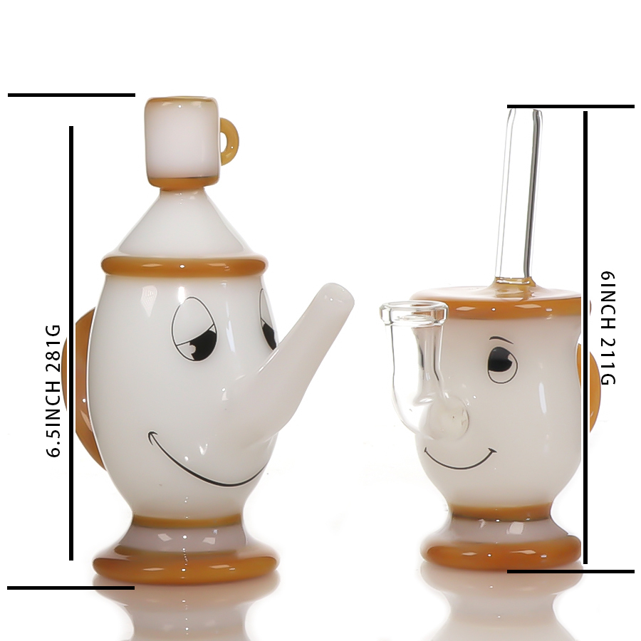 White Tea Pot Design Dab Rigs with Quartz Banger Tea pot and cup