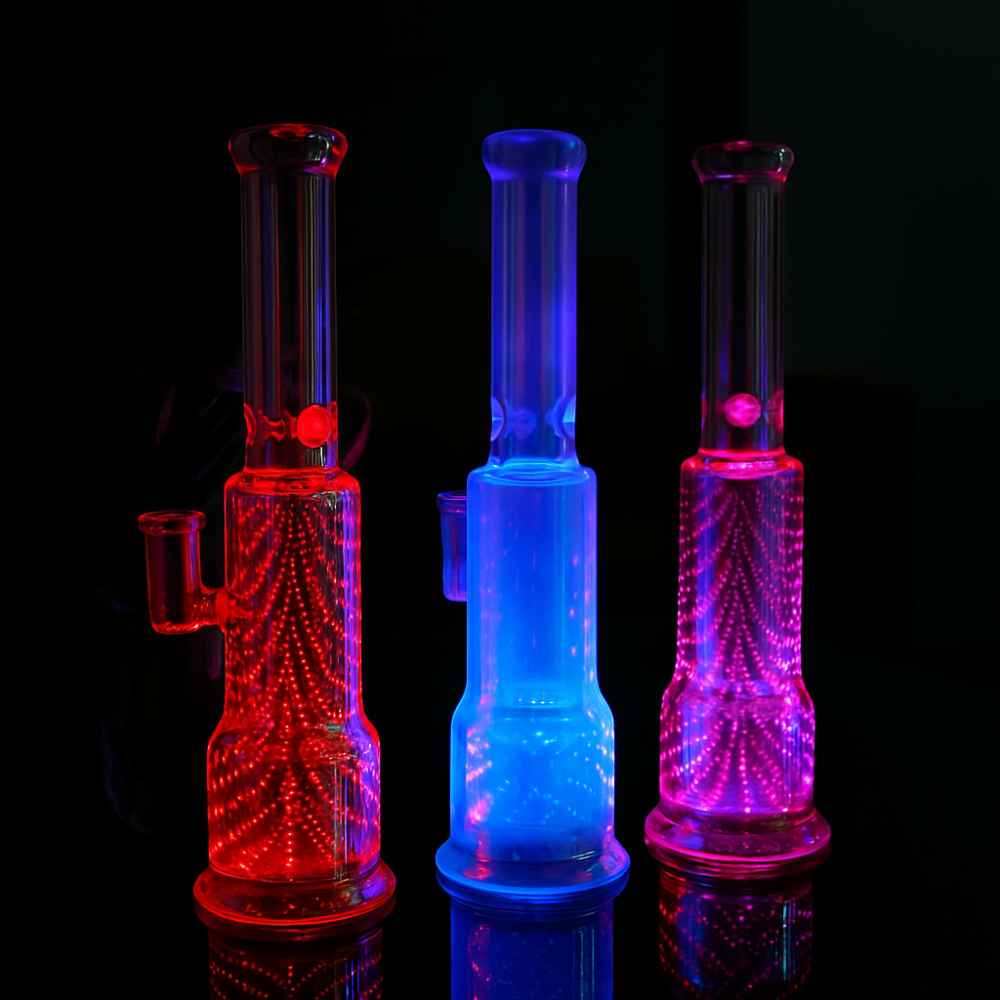 Electroplating Glass Bong with LED Light, 12-color Auto Shift