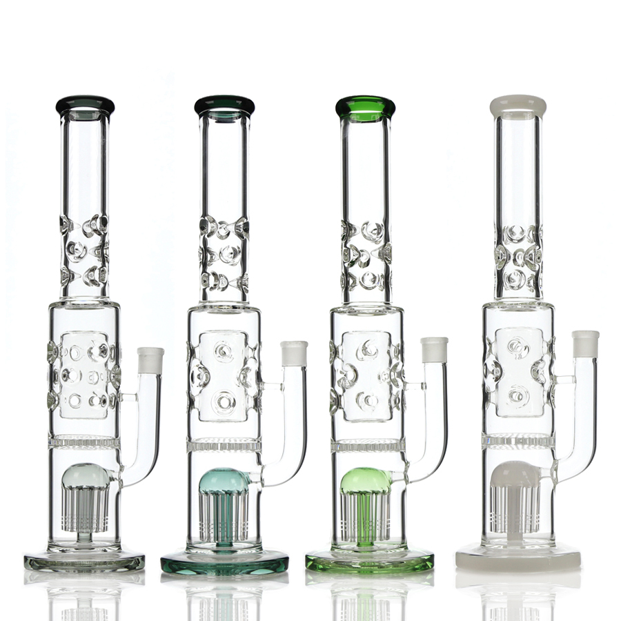 20 inch Heavy Tree Perc Bong, 12 Arms Percs Recycler Big Bong