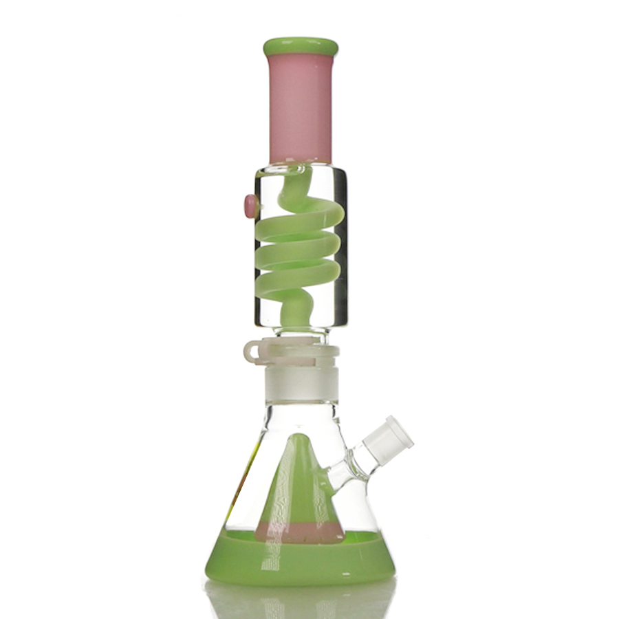 13 inch Helix Perc with Double Milky Color Shower Perc Glycerin Bong