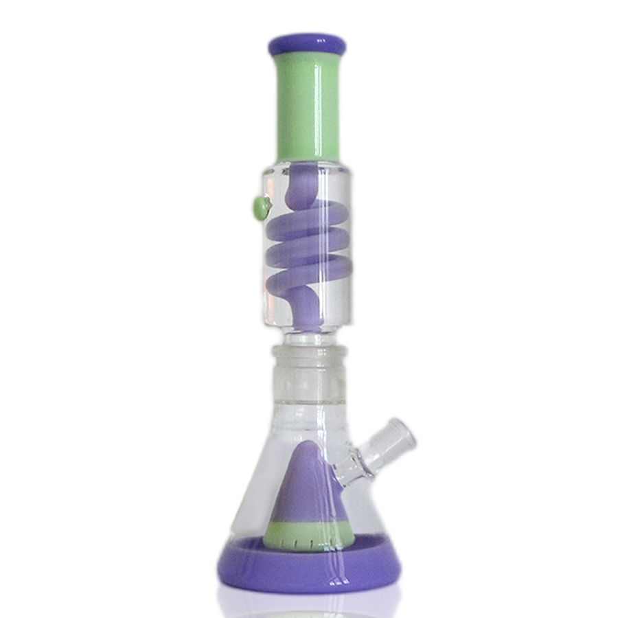 13 inch Helix Perc with Double Milky Color Shower Perc Glycerin Bong