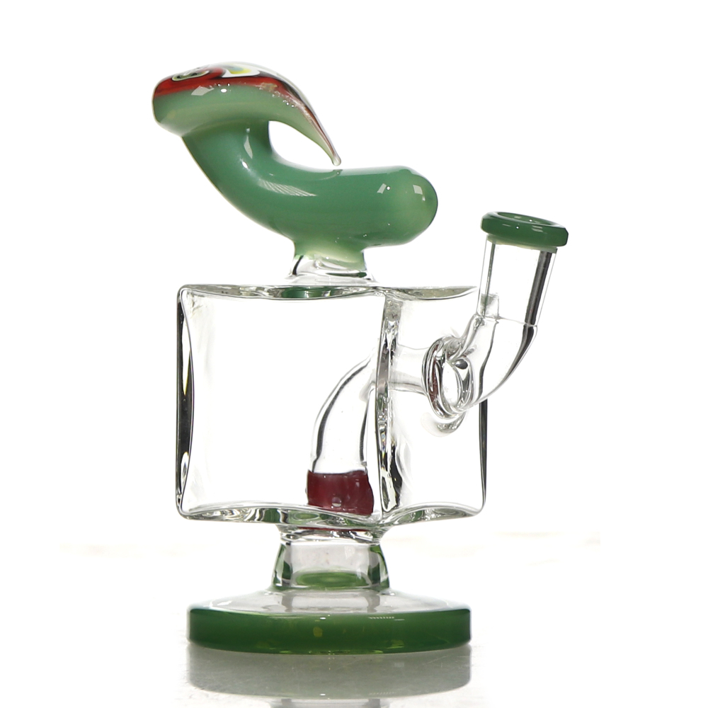 4.6 inch Mini Cube Shaped Glass Dab Rig with 10 mm Quartz Banger