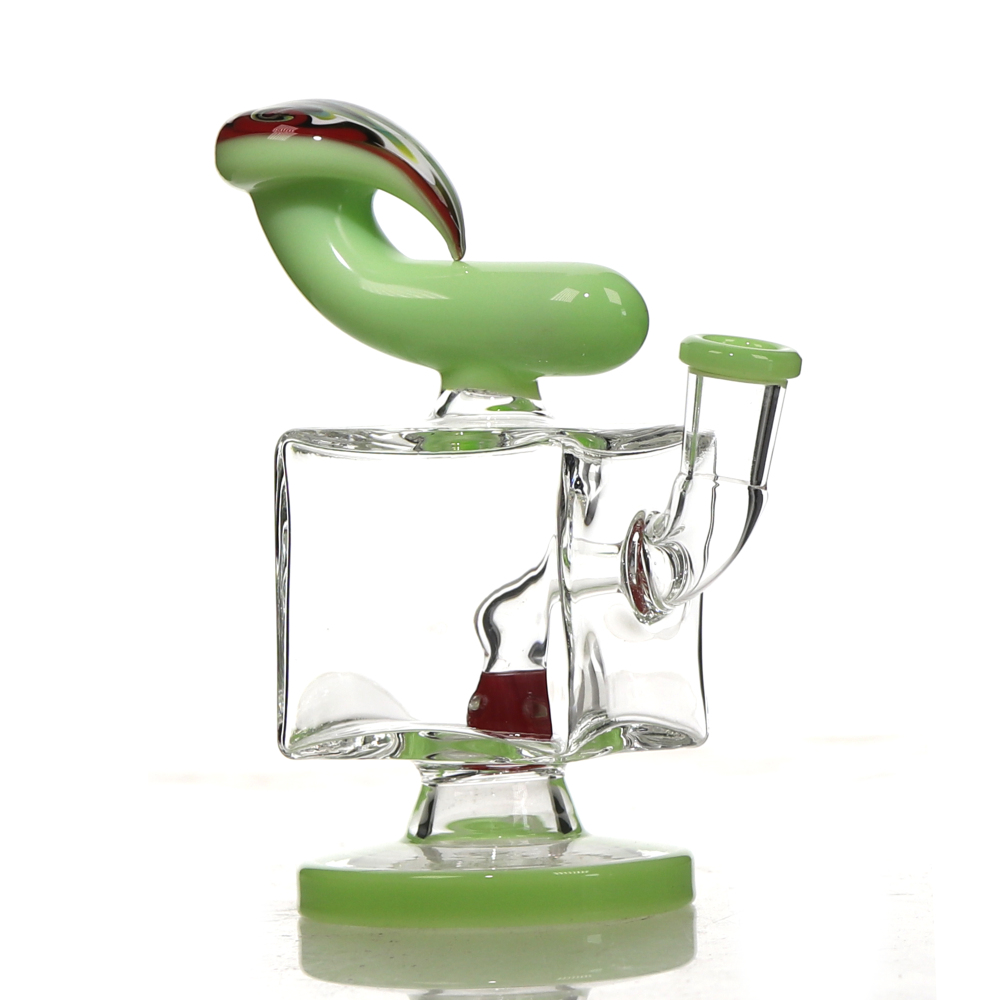 4.6 inch Mini Cube Shaped Glass Dab Rig with 10 mm Quartz Banger