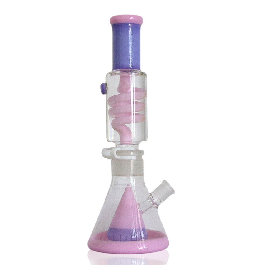 13 inch Helix Perc with Double Milky Color Shower Perc Glycerin Bong