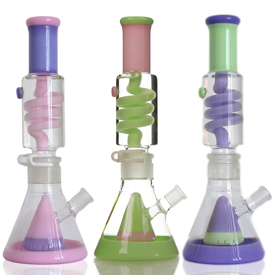 13 inch Helix Perc with Double Milky Color Shower Perc Glycerin Bong