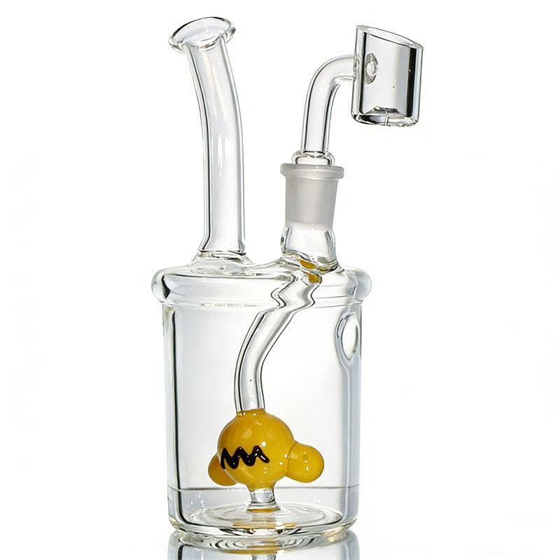 7 inch Mini Dab Rig with Yellow Robot Percs