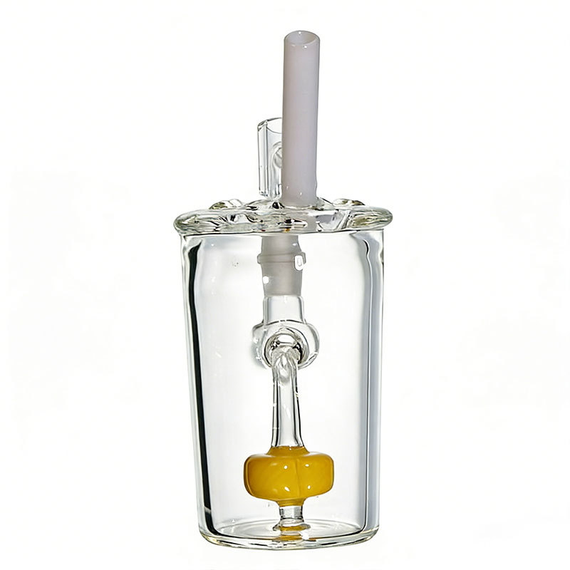 8 inch Glass Cup Dab Rig yellow Showerhead Perc  with 14 mm Quartz Banger