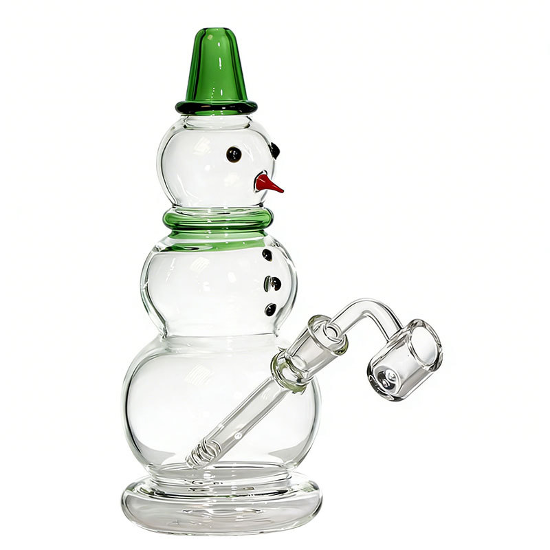9 inch Snow Man Glass Dad Rig with Quartz Banger