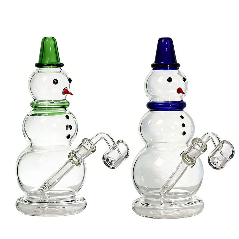 9 inch Snow Man Glass Dad Rig with Quartz Banger