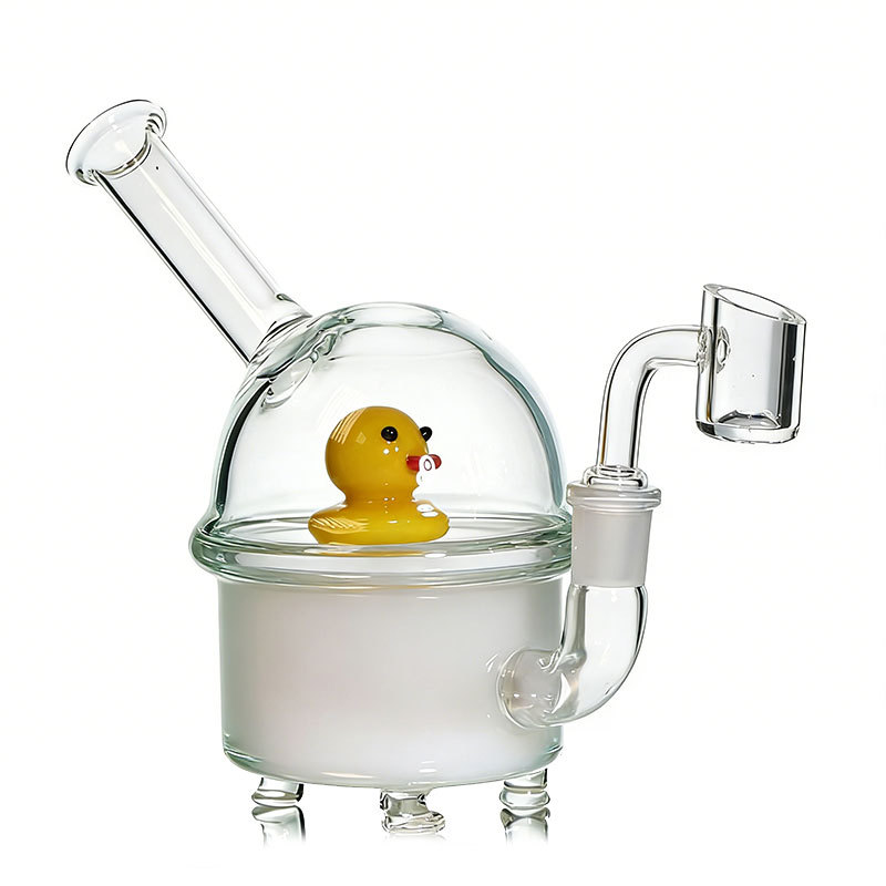 6.5 inch Dab Rig Yellow Duck Bathing Perc with 14 MM Quartz Banger
