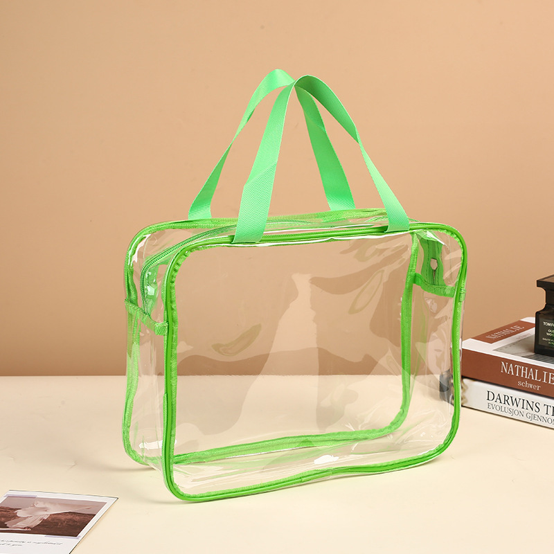 Ready-to-Ship Transparent PVC Tote Bag - Thickened Plastic Travel Toiletry Bag, Multi-Functional Portable Storage Bag & Makeup Bag,Custom PVC Bags - Durable Wholesale Travel Solutions