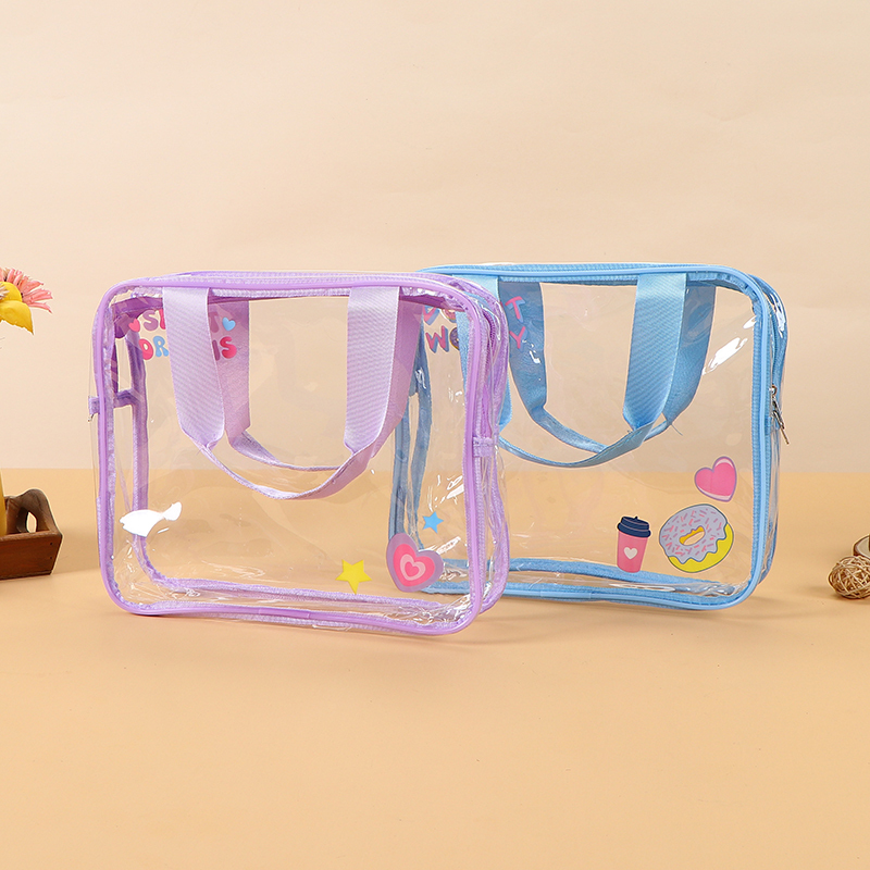 Ready-to-Ship Transparent PVC Tote Bag - Thickened Plastic Travel Toiletry Bag, Multi-Functional Portable Storage Bag & Makeup Bag,Custom PVC Bags - Durable Wholesale Travel Solutions