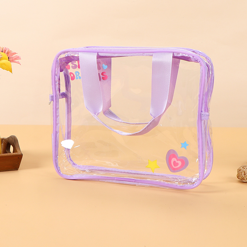 Ready-to-Ship Transparent PVC Tote Bag - Thickened Plastic Travel Toiletry Bag, Multi-Functional Portable Storage Bag & Makeup Bag,Custom PVC Bags - Durable Wholesale Travel Solutions
