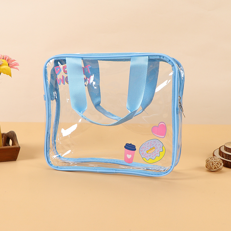 Ready-to-Ship Transparent PVC Tote Bag - Thickened Plastic Travel Toiletry Bag, Multi-Functional Portable Storage Bag & Makeup Bag,Custom PVC Bags - Durable Wholesale Travel Solutions