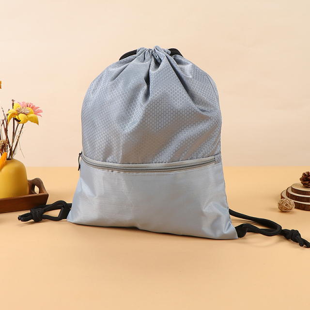Blank Polyester Drawstring Bag - Marathon Sports Promotional Bag with Custom Logo, 210D Simple Backpack