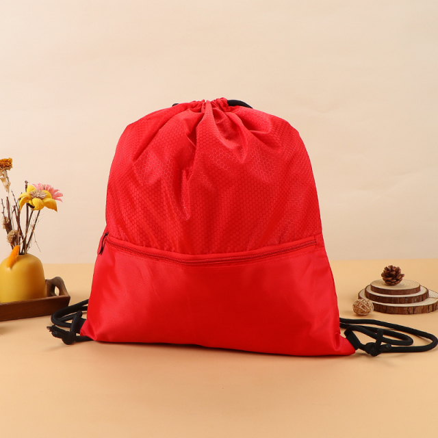 Blank Polyester Drawstring Bag - Marathon Sports Promotional Bag with Custom Logo, 210D Simple Backpack