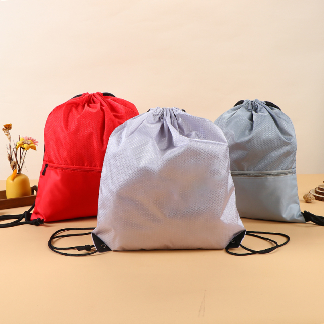 Blank Polyester Drawstring Bag - Marathon Sports Promotional Bag with Custom Logo, 210D Simple Backpack