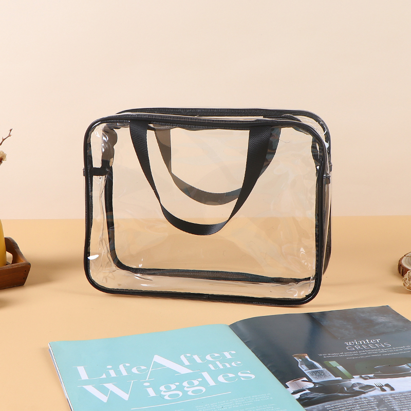 Ready-to-Ship Transparent PVC Tote Bag - Thickened Plastic Travel Toiletry Bag, Multi-Functional Portable Storage Bag & Makeup Bag,Custom PVC Bags - Durable Wholesale Travel Solutions
