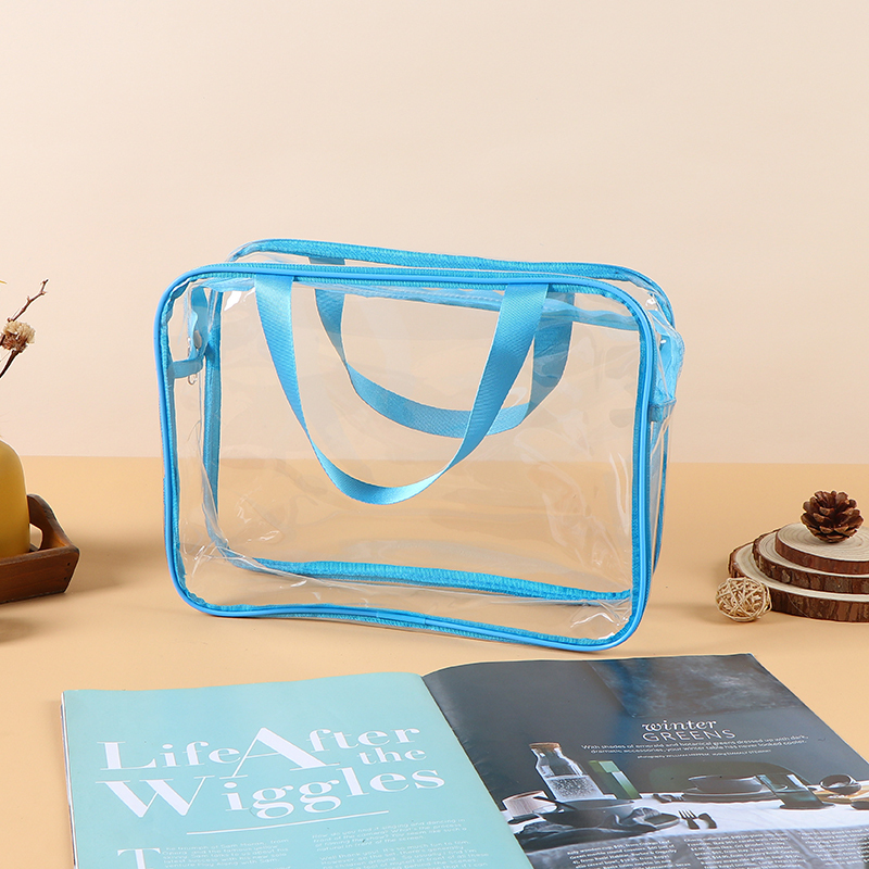Ready-to-Ship Transparent PVC Tote Bag - Thickened Plastic Travel Toiletry Bag, Multi-Functional Portable Storage Bag & Makeup Bag,Custom PVC Bags - Durable Wholesale Travel Solutions
