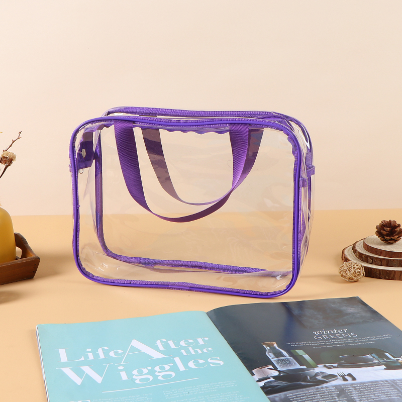 Ready-to-Ship Transparent PVC Tote Bag - Thickened Plastic Travel Toiletry Bag, Multi-Functional Portable Storage Bag & Makeup Bag,Custom PVC Bags - Durable Wholesale Travel Solutions