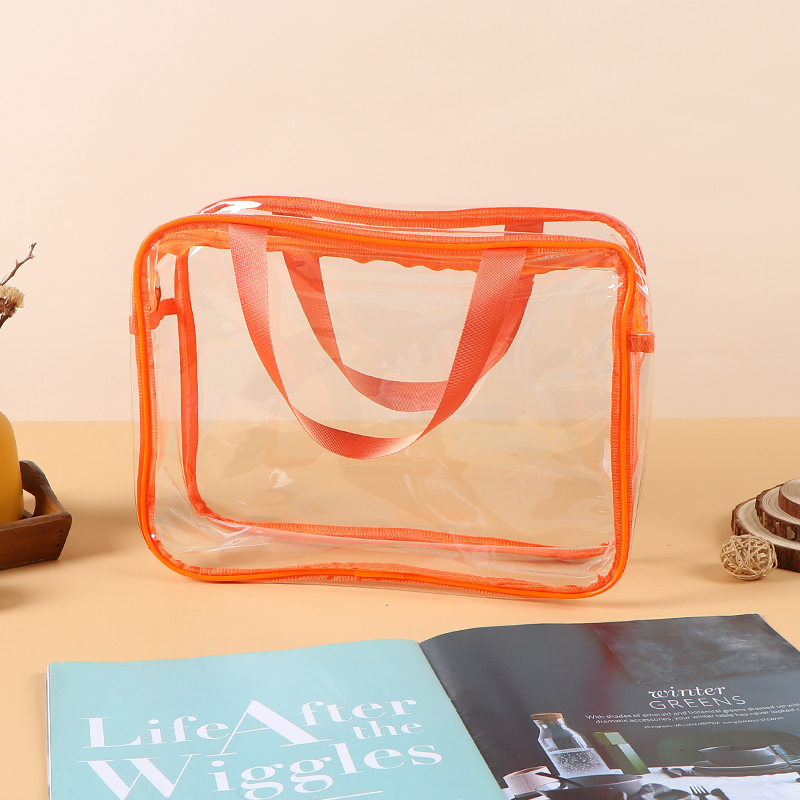Ready-to-Ship Transparent PVC Tote Bag - Thickened Plastic Travel Toiletry Bag, Multi-Functional Portable Storage Bag & Makeup Bag,Custom PVC Bags - Durable Wholesale Travel Solutions
