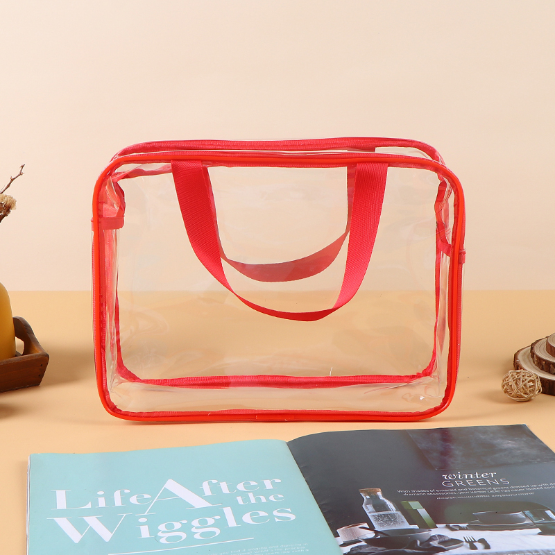 Ready-to-Ship Transparent PVC Tote Bag - Thickened Plastic Travel Toiletry Bag, Multi-Functional Portable Storage Bag & Makeup Bag,Custom PVC Bags - Durable Wholesale Travel Solutions