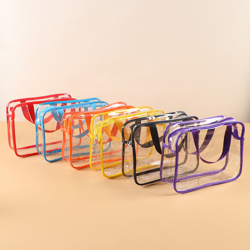Ready-to-Ship Transparent PVC Tote Bag - Thickened Plastic Travel Toiletry Bag, Multi-Functional Portable Storage Bag & Makeup Bag,Custom PVC Bags - Durable Wholesale Travel Solutions