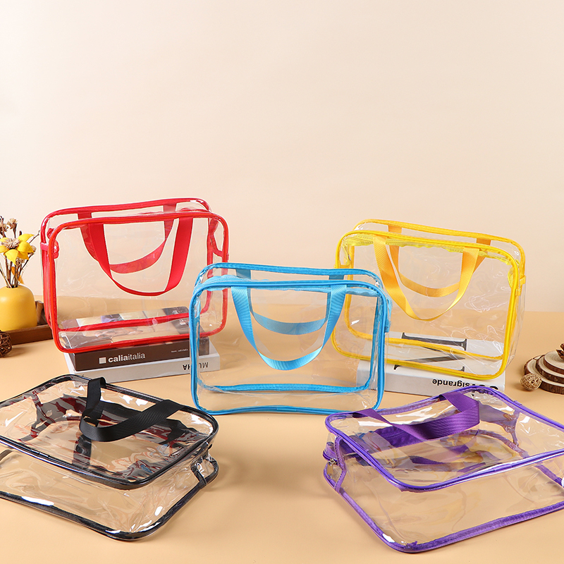 Ready-to-Ship Transparent PVC Tote Bag - Thickened Plastic Travel Toiletry Bag, Multi-Functional Portable Storage Bag & Makeup Bag,Custom PVC Bags - Durable Wholesale Travel Solutions