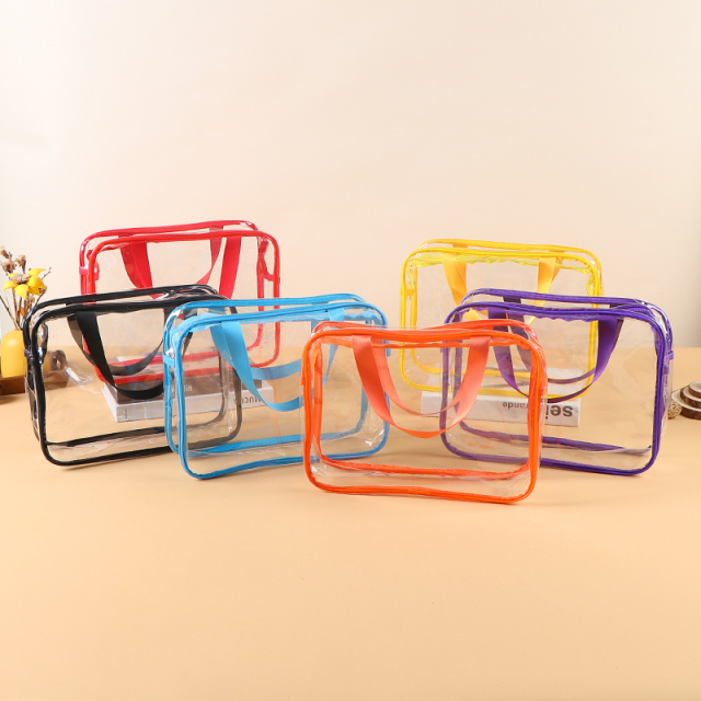 Ready-to-Ship Transparent PVC Tote Bag - Thickened Plastic Travel Toiletry Bag, Multi-Functional Portable Storage Bag & Makeup Bag