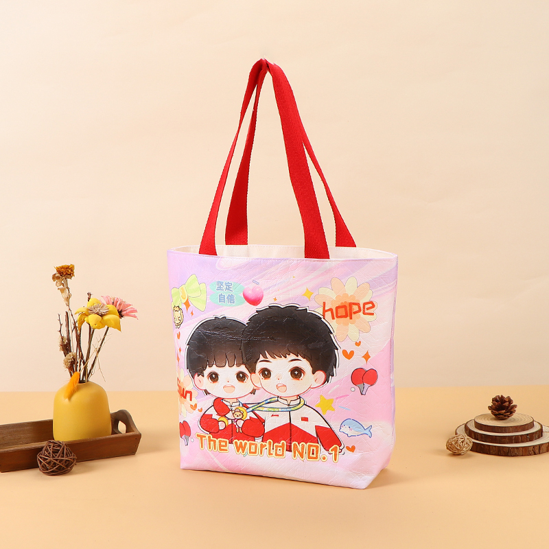 Custom Logo Printed Dupont Paper Bags - Blank, Large-Capacity Cultural and Creative Gift Bags, Washable, Crinkled Retro Kraft Paper Bags,Custom Kraft Paper Bags - Durable Dupont Wholesale Bags