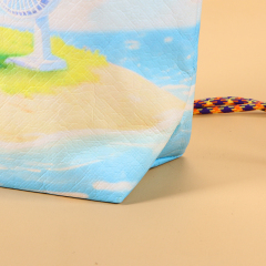 Custom Logo Printed Dupont Paper Bags - Blank, Large-Capacity Cultural and Creative Gift Bags, Washable, Crinkled Retro Kraft Paper Bags