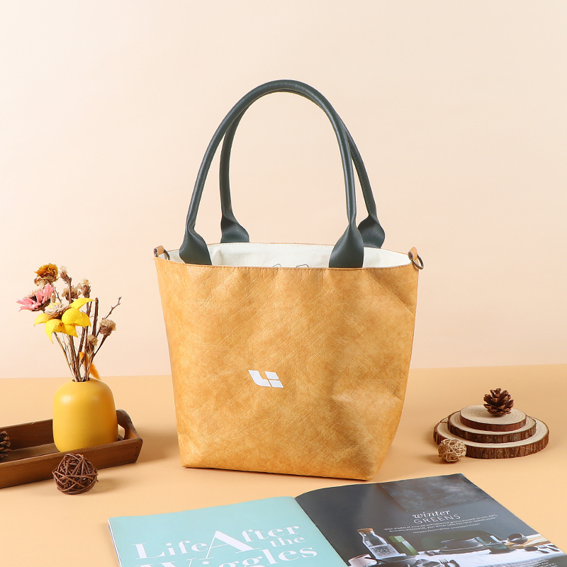 Custom Logo Printed Dupont Paper Bags - Blank, Large-Capacity Cultural and Creative Gift Bags, Washable, Crinkled Retro Kraft Paper Bags,Custom Kraft Paper Bags - Durable Dupont Wholesale Bags