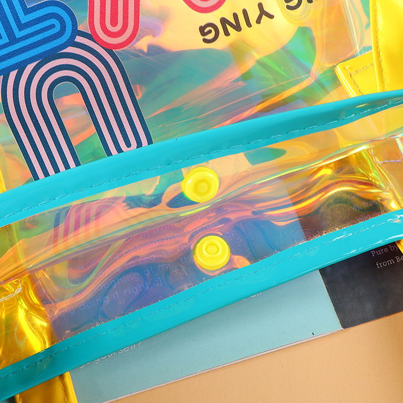PVC Transparent Tote Bag - Iridescent Laser Shopping & Gift Bag, Exhibition Jelly Bag, Waterproof Thickened One-Shoulder Bag,Iridescent PVC Tote Bag - Durable Custom PVC Bags Wholesale