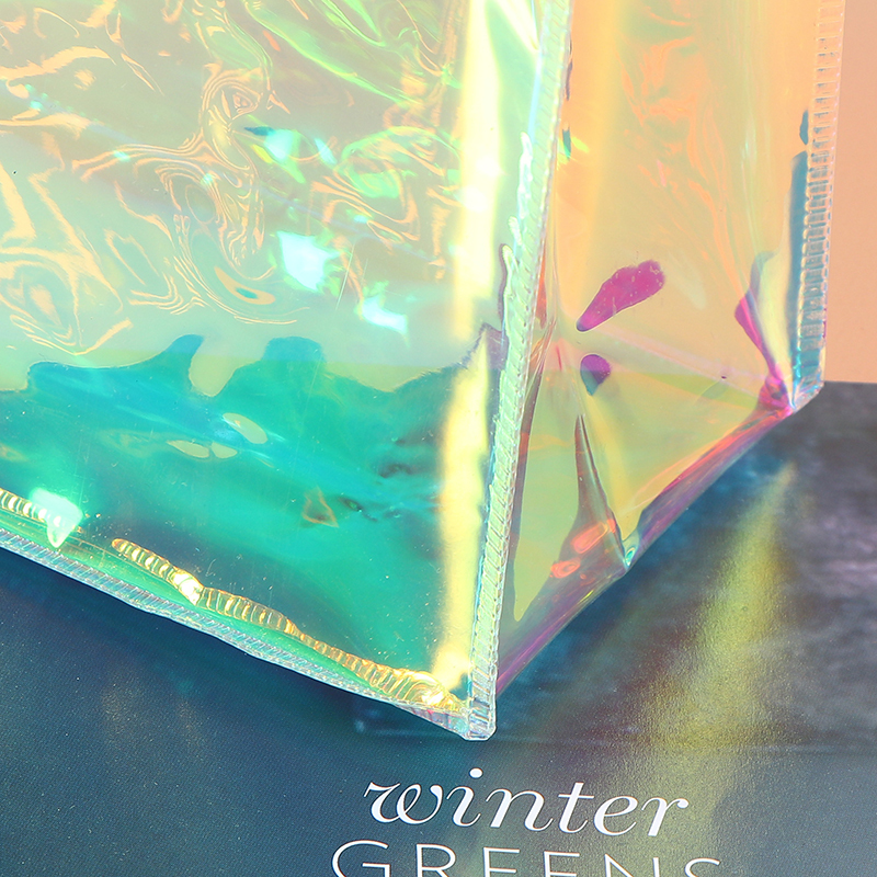 PVC Transparent Tote Bag - Iridescent Laser Shopping & Gift Bag, Exhibition Jelly Bag, Waterproof Thickened One-Shoulder Bag,Iridescent PVC Tote Bag - Durable Custom PVC Bags Wholesale