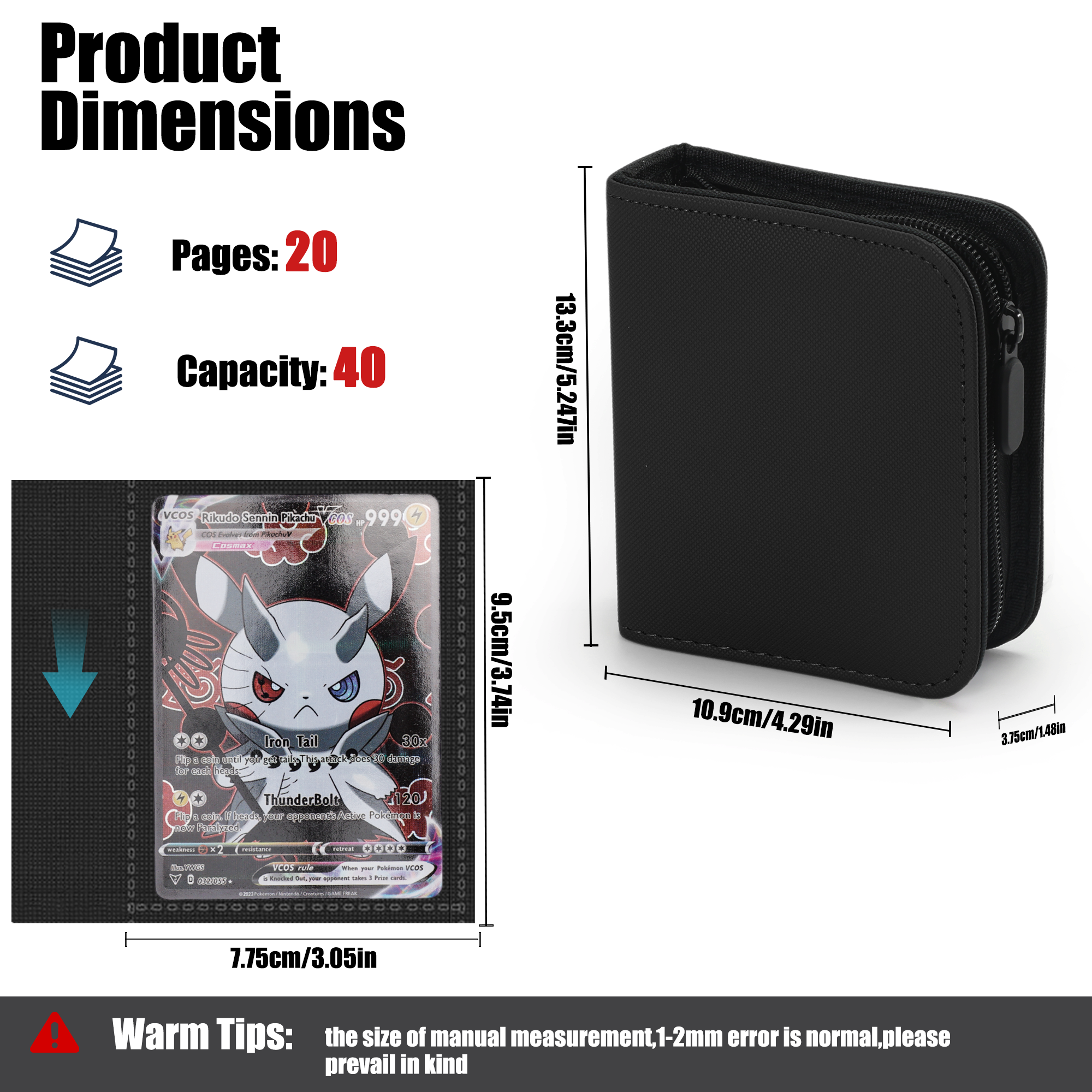KC-1G40-Z01 JUZI 40 Pocket 1*1 Standard Card Binder